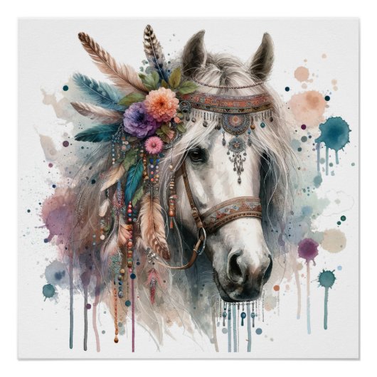 Wasserfarbenes Pferd-Art-Poster Poster (Vorderseite)
