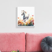 Wasserfarbenes Pferd durch ein Feld galoppieren Leinwanddruck (Insitu (Wohnzimmer))
