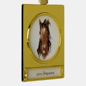 Wasserfarbenes Pferd Sticken Zunge Banner-Ornament Gold (Rechts)