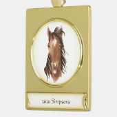 Wasserfarbenes Pferd Sticken Zunge Banner-Ornament Gold (Links)