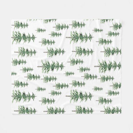 Wasserfarbenes Pine Tree Muster Fleecedecke (Vorderseite (Horizontal))