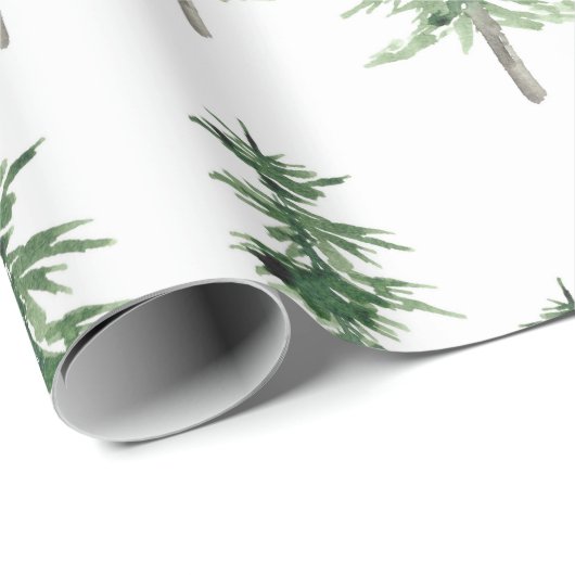 Wasserfarbenes Pine Tree Muster Geschenkpapier (Rolleneckpunkt)