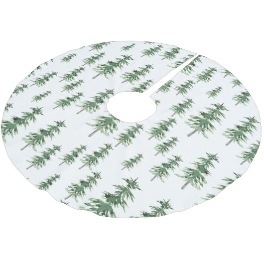 Wasserfarbenes Pine Tree Muster Polyester Weihnachtsbaumdecke (Schrägansicht)