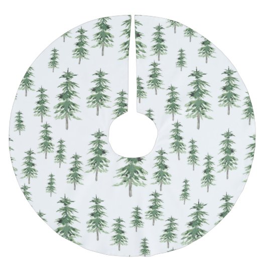 Wasserfarbenes Pine Tree Muster Polyester Weihnachtsbaumdecke (Vorderseite)