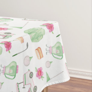 Wasserfarbenes Pink & Grün Golf Cart Turnier Tischdecke
