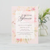 Wasserfarbenes Pink Peony Floral Brautparty Einladung (Stehend Vorderseite)