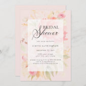 Wasserfarbenes Pink Peony Floral Brautparty Einladung (Vorne/Hinten)