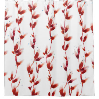 Wasserfarbenes Pussy-Willow Muster: Naturschönheit Duschvorhang