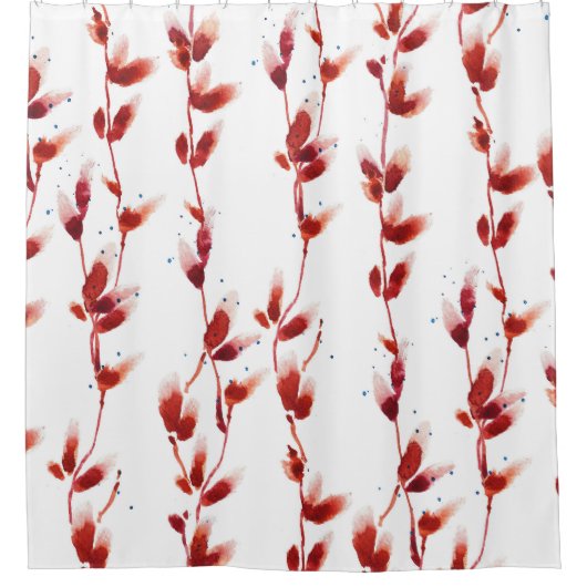 Wasserfarbenes Pussy-Willow Muster: Naturschönheit Duschvorhang (Vorderseite)