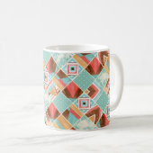 Wasserfarbenes Quadrat, geometrischer Patchwork-Hi Kaffeetasse (VorderseiteRechts)
