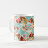 Wasserfarbenes Quadrat, geometrischer Patchwork-Hi Kaffeetasse (Vorderseite Links)