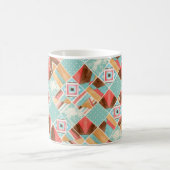 Wasserfarbenes Quadrat, geometrischer Patchwork-Hi Kaffeetasse (Mittel)