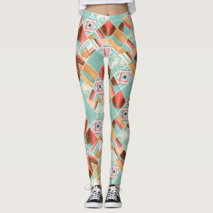 Wasserfarbenes Quadrat, geometrischer Patchwork-Hi Leggings