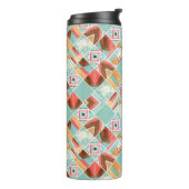 Wasserfarbenes Quadrat, geometrischer Patchwork-Hi Thermosbecher (Nach links gedreht)