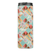 Wasserfarbenes Quadrat, geometrischer Patchwork-Hi Thermosbecher (Rückseite)