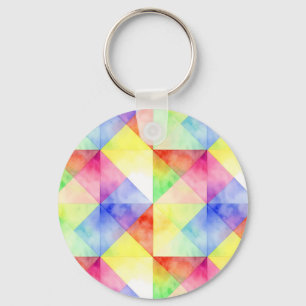 Wasserfarbenes Regenbogen-Diamant-Quiltmuster Schlüsselanhänger