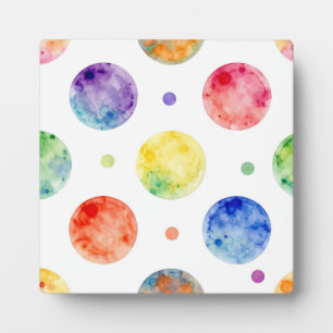 Wasserfarbenes Regenbogen-Orb-Polka-Punkt-Muster Fotoplatte