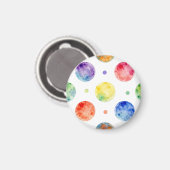 Wasserfarbenes Regenbogen-Orb-Polka-Punkt-Muster Magnet (Vorderseite/Rückseite)