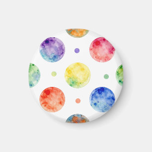 Wasserfarbenes Regenbogen-Orb-Polka-Punkt-Muster Magnet
