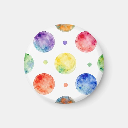 Wasserfarbenes Regenbogen-Orb-Polka-Punkt-Muster Magnet (Vorne)