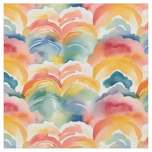 Wasserfarbenes Regenbogenmuster Stoff (Nahaufnahme)