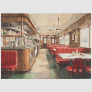Wasserfarbenes Retro-Amerikanisches Diner aus den  Seidenpapier