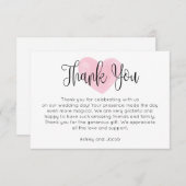 Wasserfarbenes rosa blaues Herz. Hochzeit moderner Dankeskarte (Vorne/Hinten)