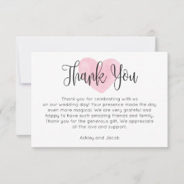 Wasserfarbenes rosa blaues Herz. Hochzeit moderner Dankeskarte