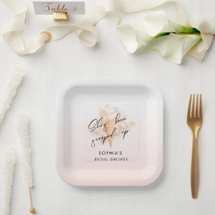Wasserfarbenes Rosa Eiscreme-Brautabschied  Pappteller