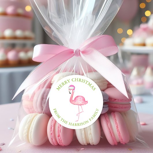 Wasserfarbenes rosa Flamingo-Weihnachtsgeschenk Runder Aufkleber