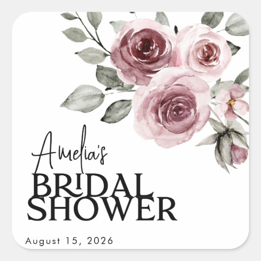 Wasserfarbenes, rosa, florales Hochzeitssemble Bra Quadratischer Aufkleber (Vorderseite)