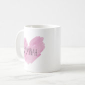 Wasserfarbenes rosa Herz, anpassbarer Name Kaffeetasse (Vorderseite Links)
