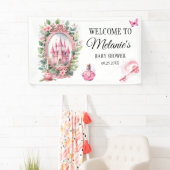 Wasserfarbenes rosa Schloss Blumengarten Zauberwan Banner (Insitu)