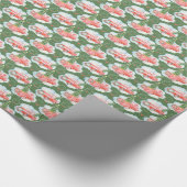 Wasserfarbenes rotes Auto mit Weihnachtsbaum Grün Geschenkpapier (Ecke)