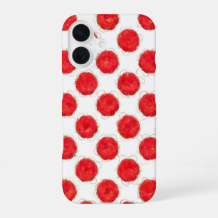 Wasserfarbenes rotes Fruchtwiederholmuster iPhone 16 Hülle