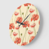 Wasserfarbenes rotes Muster. Große Wanduhr (Winkel)