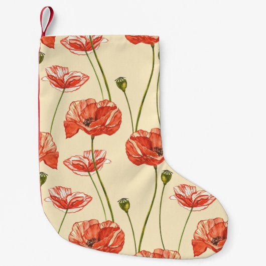 Wasserfarbenes rotes Muster. Kleiner Weihnachtsstrumpf (Vorderseite)