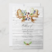 Wasserfarbenes Rustikales Hochzeitssemble Foto Einladung (Vorderseite)