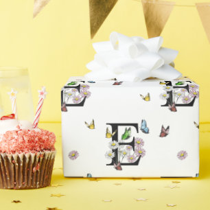Wasserfarbenes Schmetterlings-Monogramm mit Buchst Geschenkpapier
