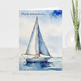 Wasserfarbenes Segelboot Beileid Karte