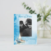 Wasserfarbenes Segelboot Save the Date Foto Postkarte (Stehend Vorderseite)