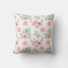 Wasserfarbenes Set mit exotischem Kakteen mit Blum Kissen