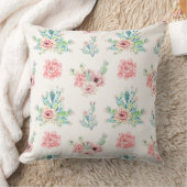 Wasserfarbenes Set mit exotischem Kakteen mit Blum Kissen (Decke)