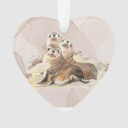 Wasserfarbenes Siegel Tiere Wildlife Foto Ornament (Vorderseite)