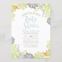 Wasserfarbenes Sukkulenten-Glück | Baby Shower Ein
