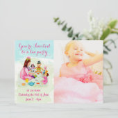 Wasserfarbenes Tee Party Geburtstag Einladung (Stehend Vorderseite)