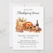 Wasserfarbenes Thanksgiving-Dinner Einladung (Vorderseite)