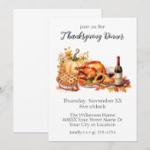 Wasserfarbenes Thanksgiving-Dinner Einladung (Vorne/Hinten)
