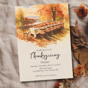 Wasserfarbenes Thanksgiving-Outdoor-Tisch Einladung