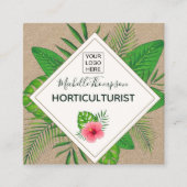 Wasserfarbenes tropisches Blattwerk personalisiert Quadratische Visitenkarte (Vorderseite)